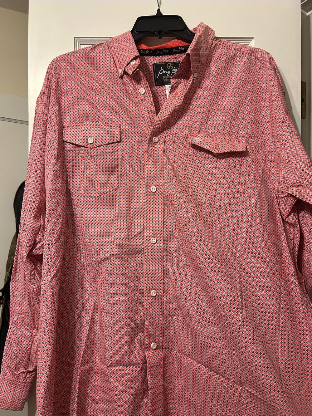 George Strait by Wrangler Men’s Coral Geo-Print Button-Down Shirt